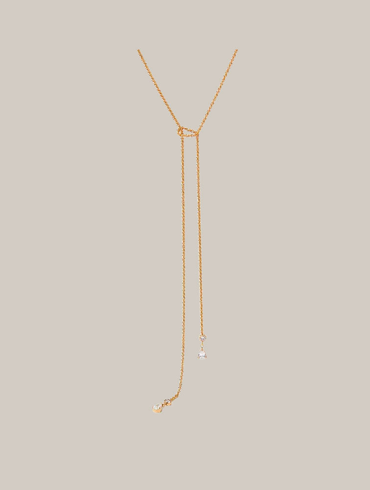 Collar Doble Cascada con Gotas de Circonia