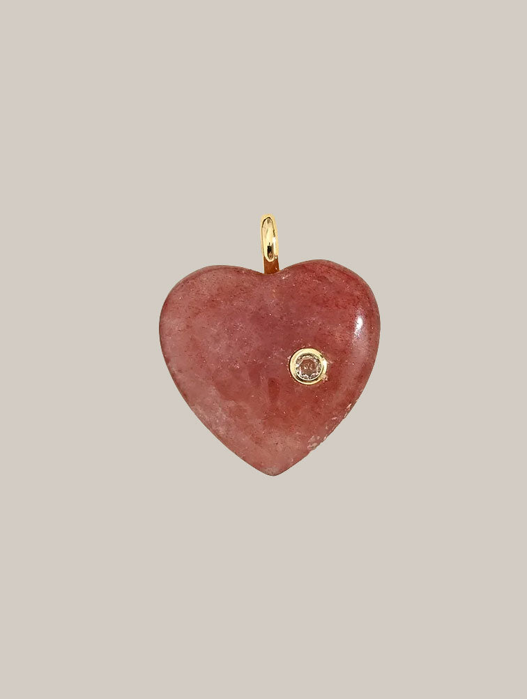 Collar de Corazón Cuarzo Rosa