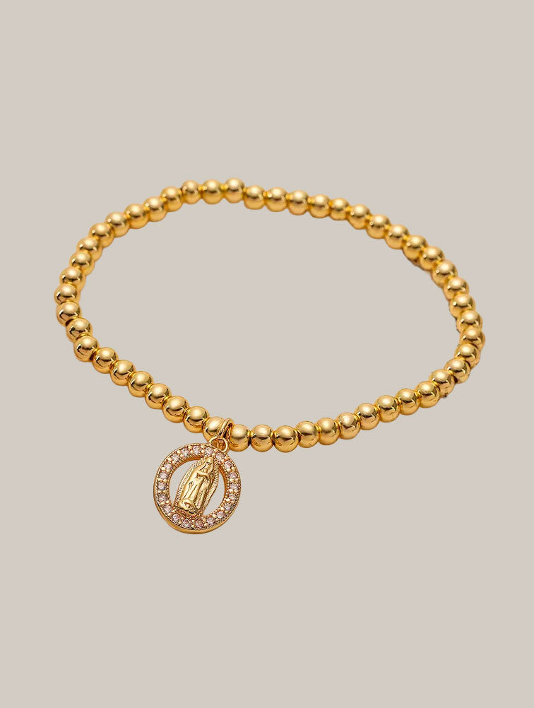 Pulsera de Esferas con Virgen Pavé