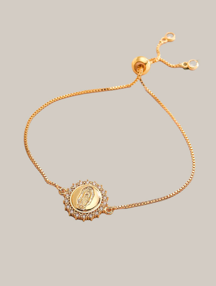 Pulsera Ajustable Medallón Virgen