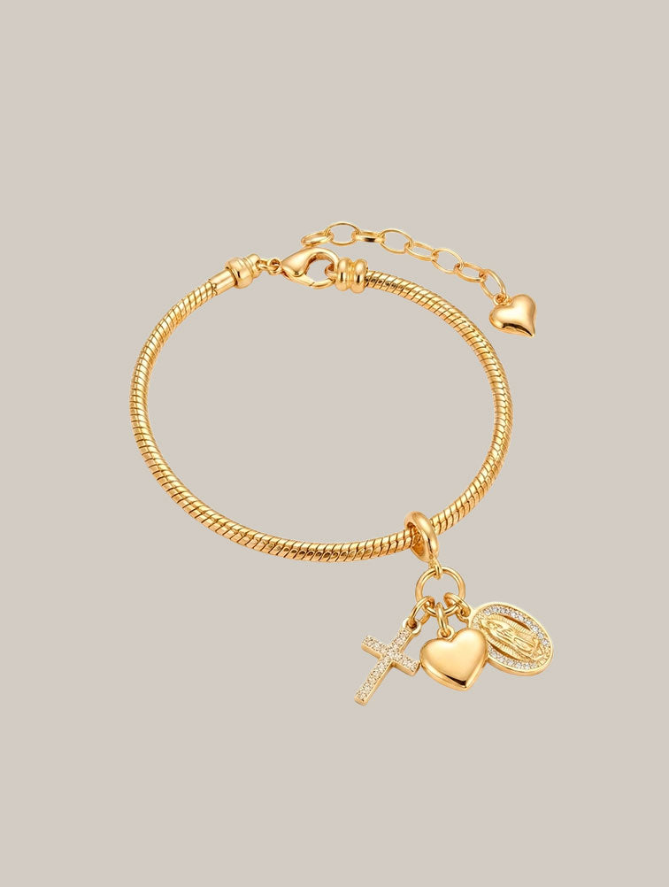 Pulsera de Serpiente con Charms Religiosos