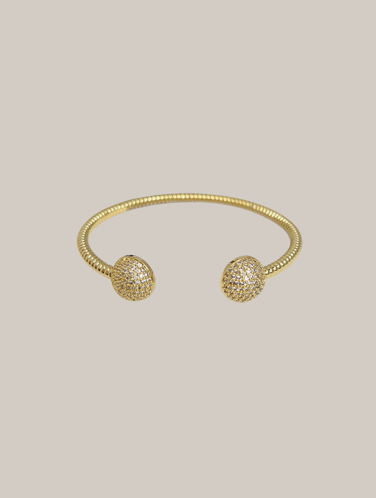 Brazalete Abierto con Esferas de Pavé