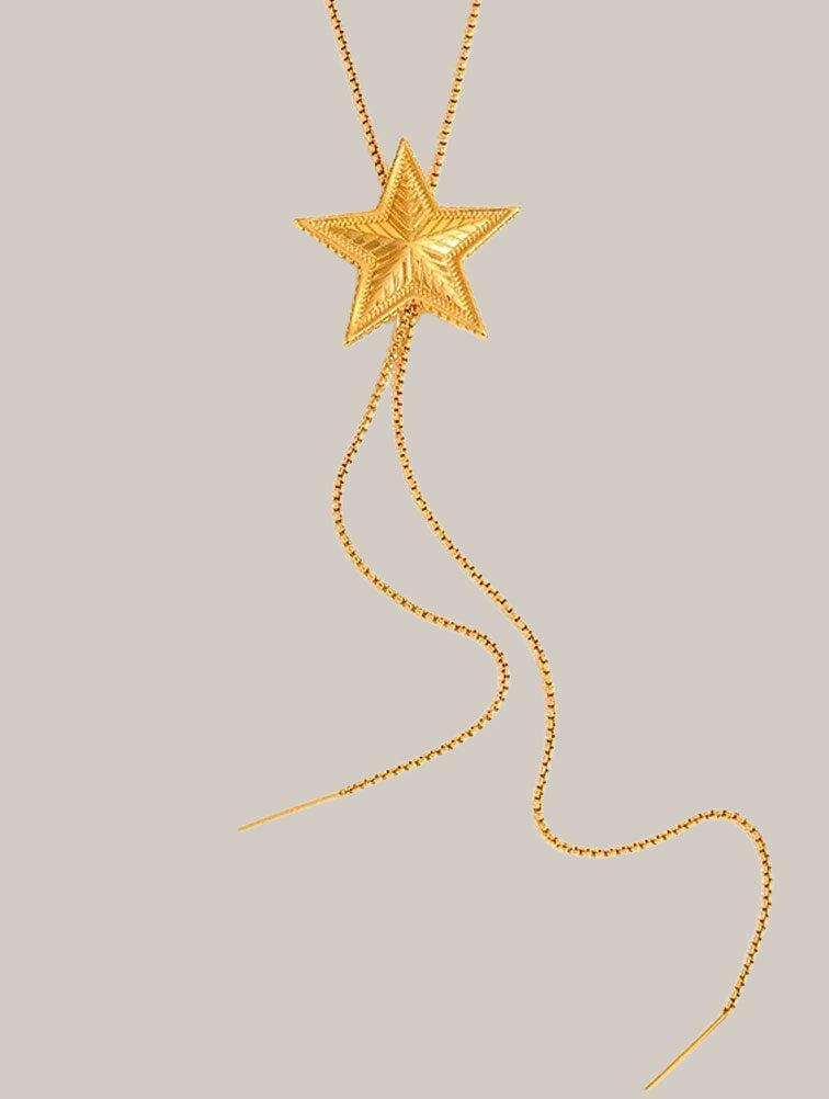 Collar Largo Estrella y Cadena