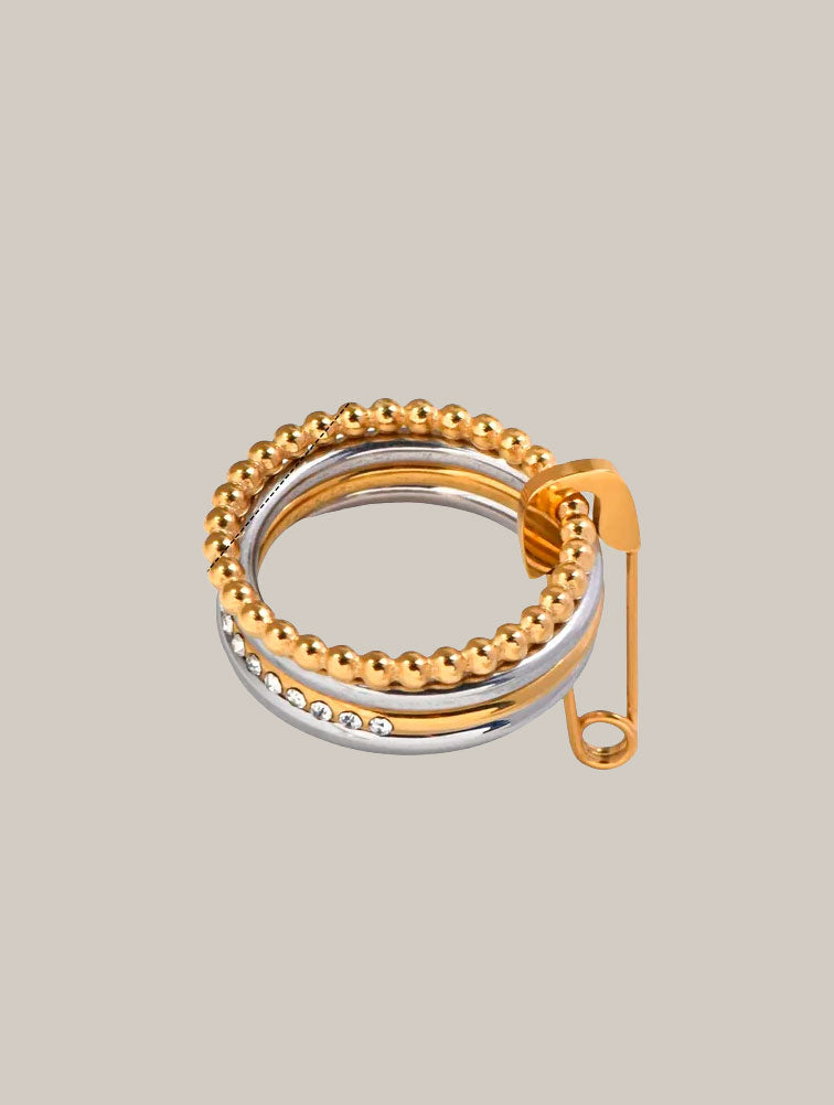 Set de Anillos Bicolor con Broche