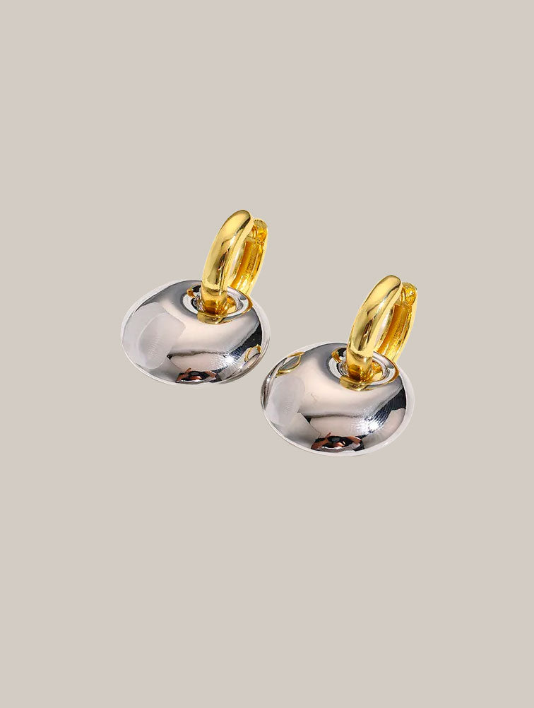 Pendientes Bicolor Aro con Dije Disco