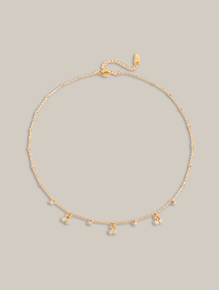 Collar Cadena Fina con Cerezas y Cristales