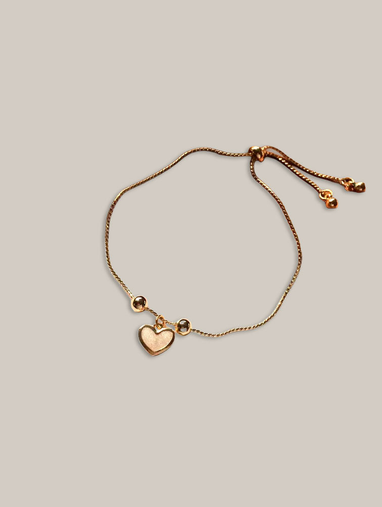 Pulsera Cadena Delgada con Dije Corazón y Cierre Deslizante