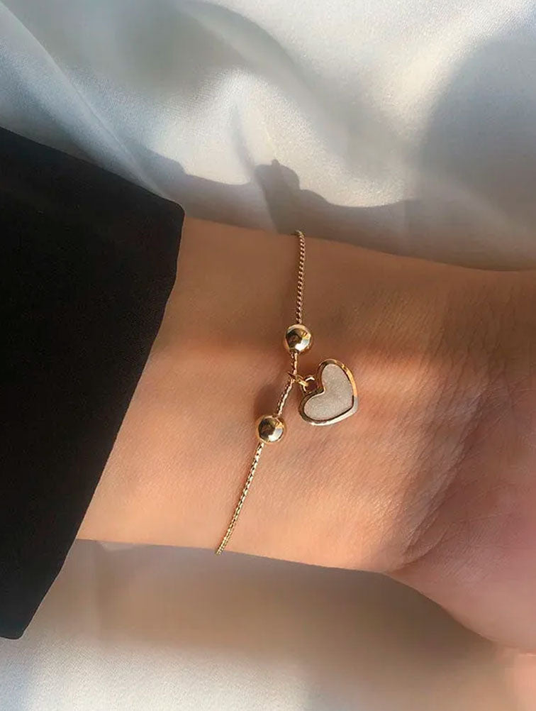 Pulsera Cadena Delgada con Dije Corazón y Cierre Deslizante