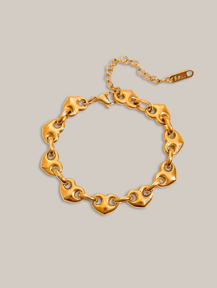 Pulsera de Eslabones Gruesos de Corazón