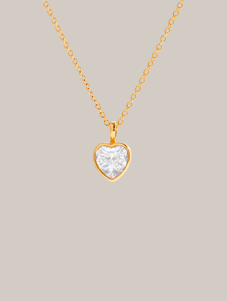 Collar con Dije de Corazón en Cristal Biselado