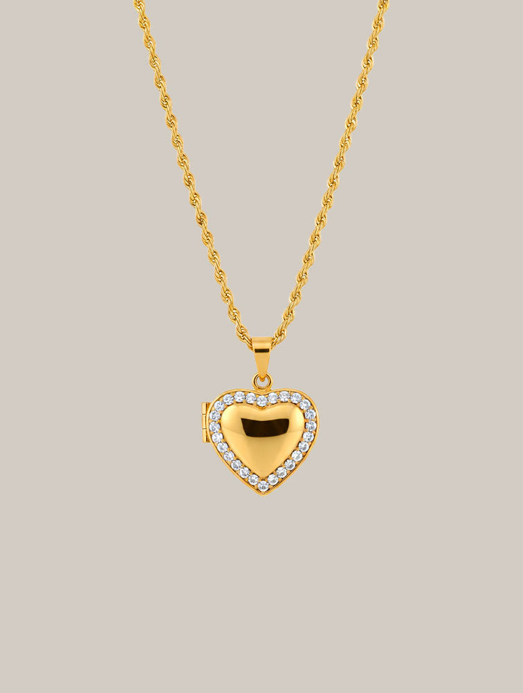 Collar con Relicario de Corazón y Cristales