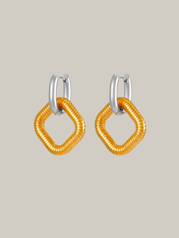 Pendientes cuadrados bicolor