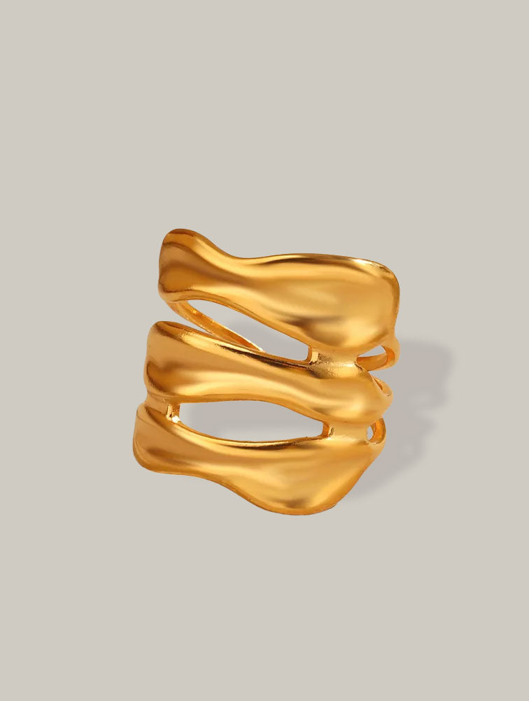Anillo ola dorada