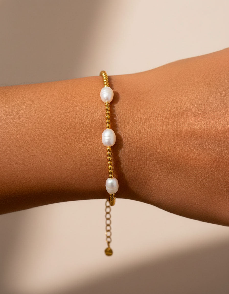 Brazalete balines con perla