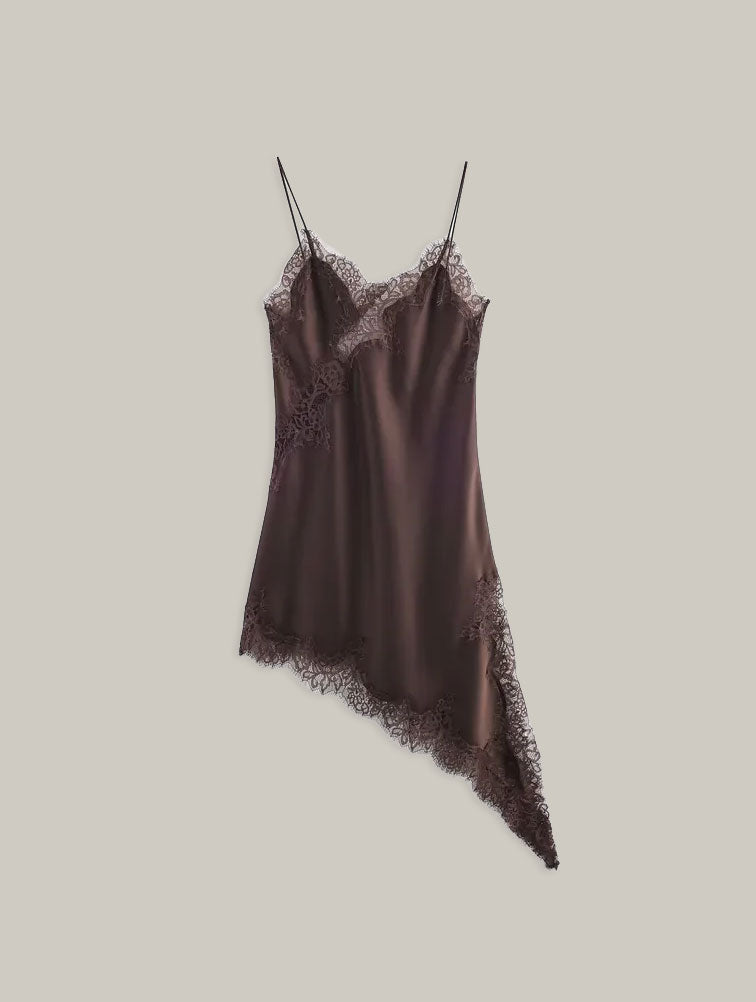 Blusa de seda marrón